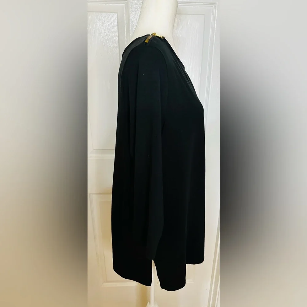 Michael Kors Top Black Tunic  Gold Hardware Style Long Sleeve Size 2X